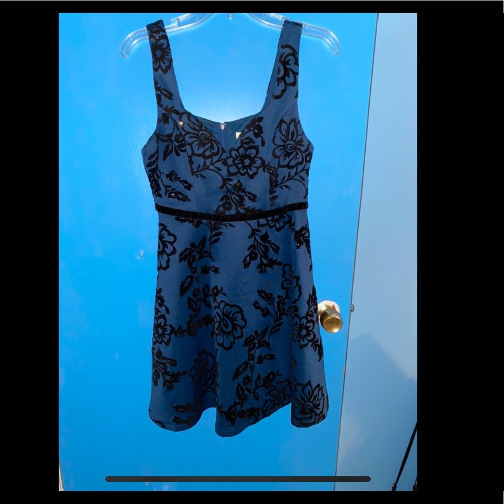 Francescas Blue floral formal dress